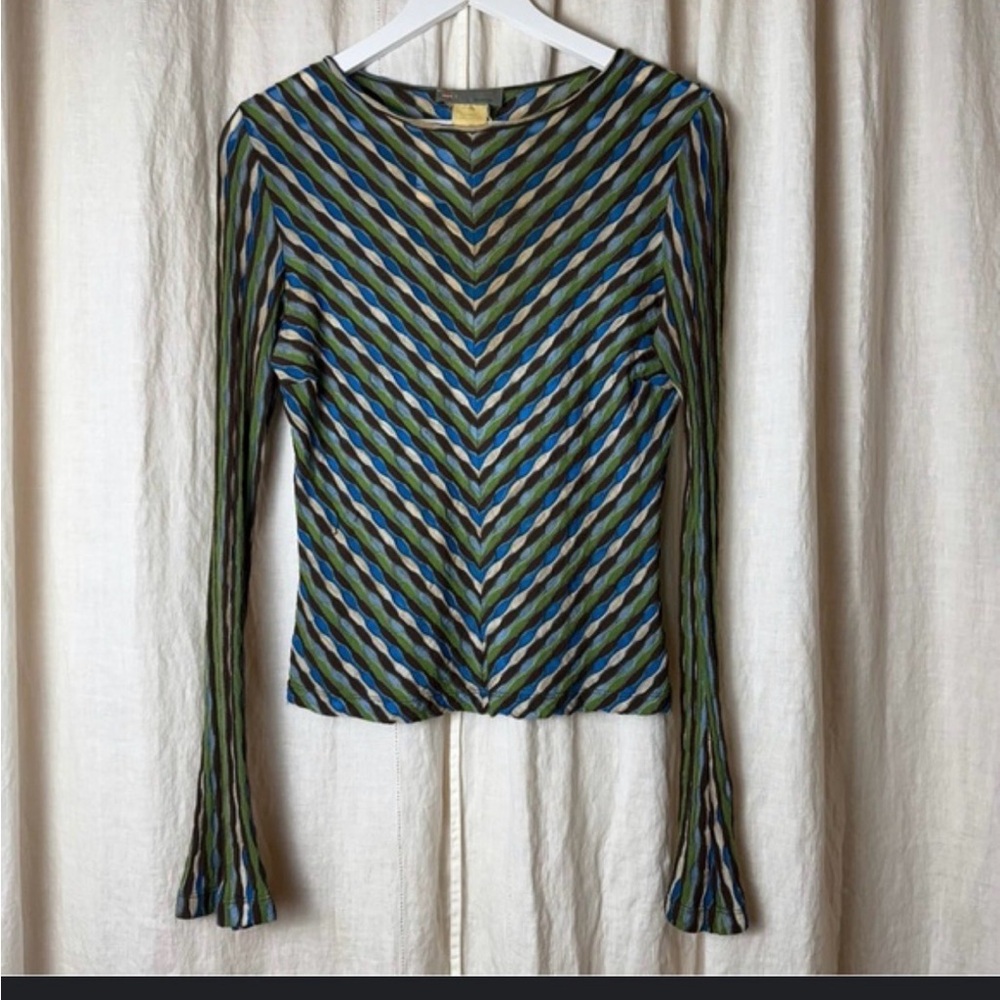 MISSONI Knit Top Vintage Multicolor Chevron Long Sleeve, Size S looking to buy